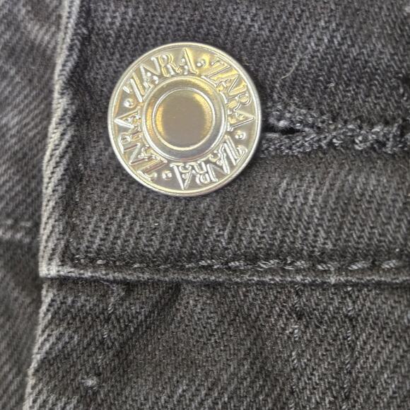Zara Womens Black Relaxed Fit Button Fly Straight Leg Jeans US Size 2 W24 L26 - Picture 4 of 10